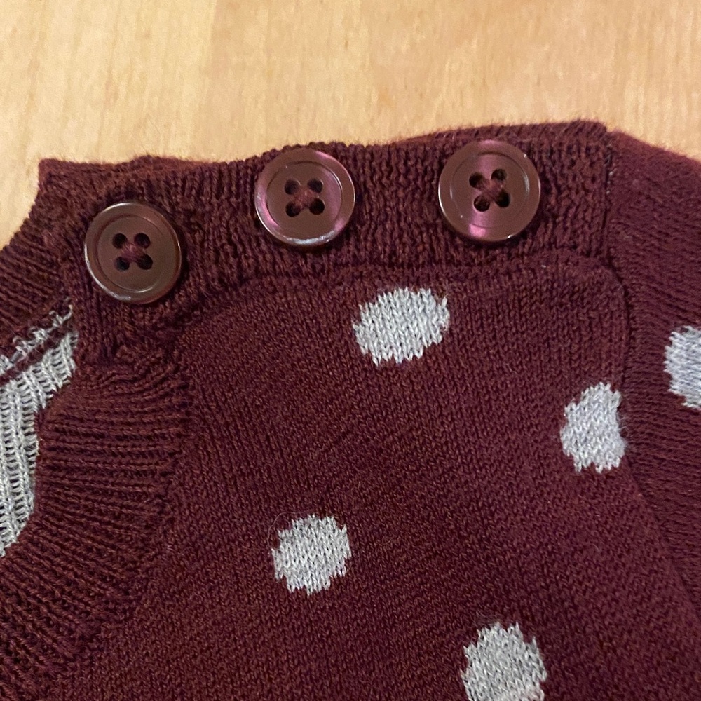 LOFT Burgundy Sweater with Light Gray Dots - Picture 4 of 9